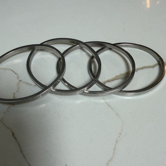 Silver Bangle Bracelets Set - Picture 2 of 3